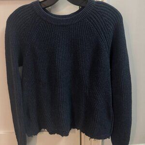 Cotton by Autumn Cashmere - Navy Blue Scalloped Sweater - Size XS